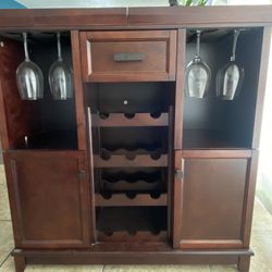 Wine Bar Storage Cabinet- Color Espresso-