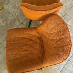 2 Orange Boucle Chairs 