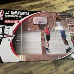 54’ NBA polycarbonate Wall mounted Basketball hoop. Never Opened