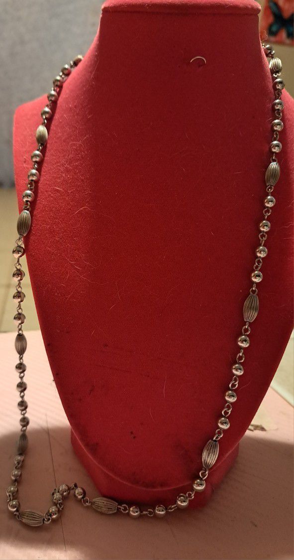 Silver Beaded, Costume Necklace