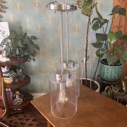 Nickel Pair Of Pendant/Hanging Lights 