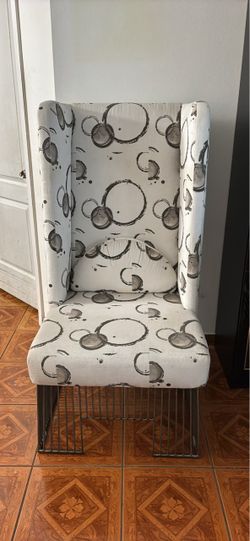 Upholstered Wingback Chair with Metal Base