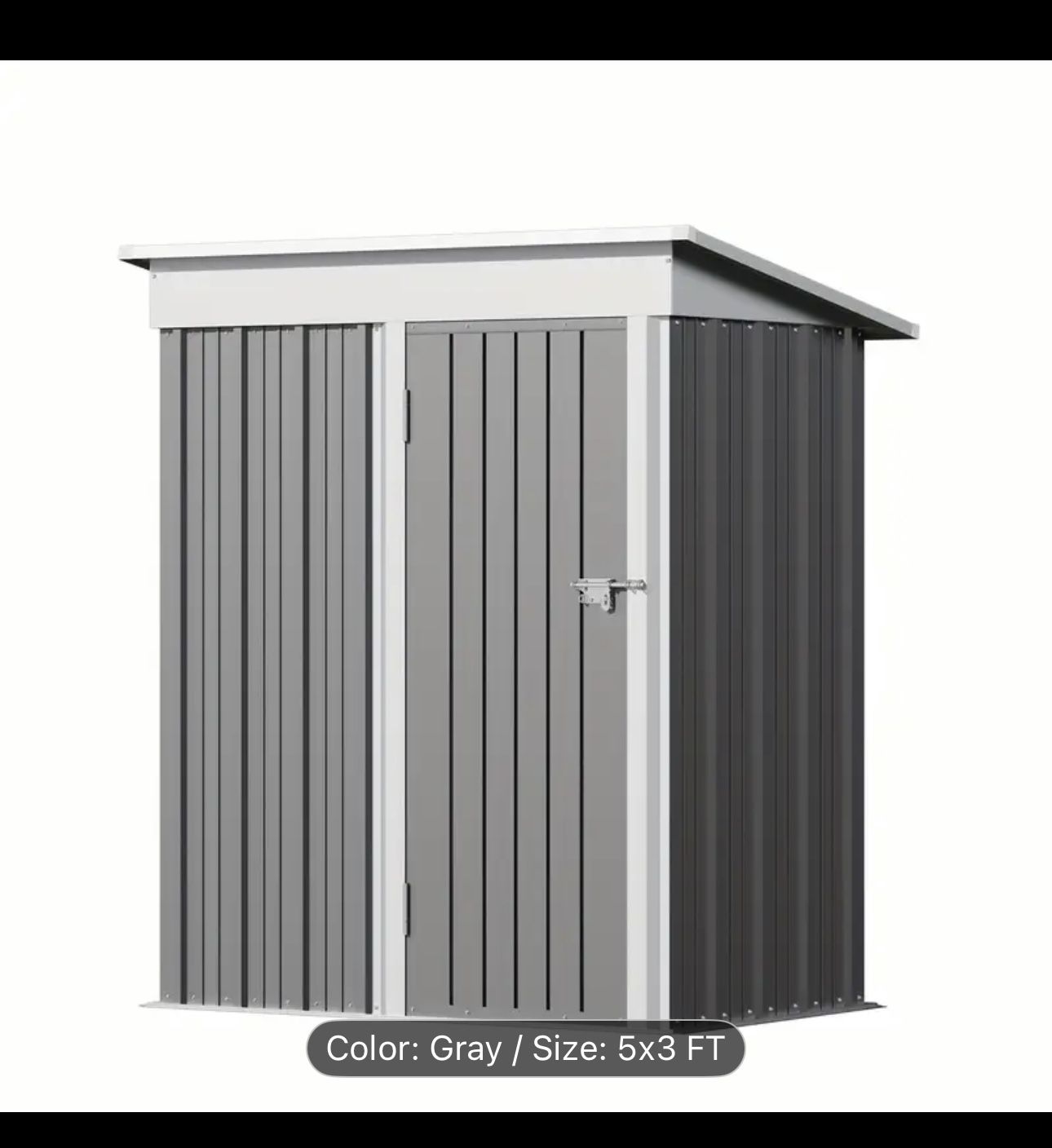 FURMAX 5x3 ft.Patio Metal Shed, Lockable Garden Shed for Outdoor Backyard Patio Storage