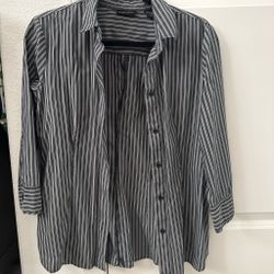New York & Company Striped Button-Down Shirt
