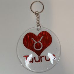 Red  heart handmade zodiac keychain 3 in