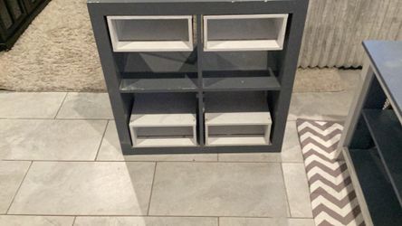 Artistically Refinished Modern Cube Organizer Shelf