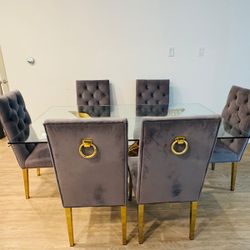 Luxury Glass Dining Table and Chairs