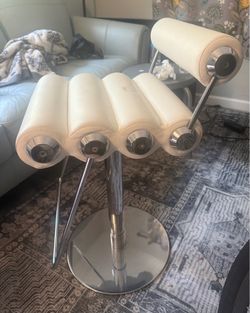 White leather art deco chrome chair adjustable