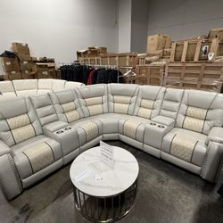 Premium Manual Recliner Living Room Sectional (1:19) / Reclinable manual premium para sala de estar seccional (1:19)