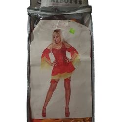 Devil Playboy Woman's Halloween Costume (Size Large) *Corset Dress *Red Fishnets (**Not Included Horns And Tail) 