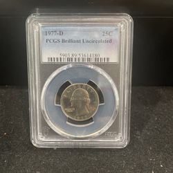 1977 D Brilliant Uncirculated Washington Quarter Graded By PCGS O-11