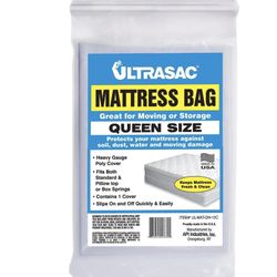 Ultrasac High Performance Queen Size Mattress 2.0 MIL (eq) Clear Cover Waterproof Bags - 70" x 92" - Pack of 1 - For Moving, Storage, & Commercial