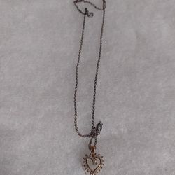 Sterling Silver And Diamond Heart Shape Necklace