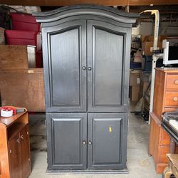 Black Wood Armoire TV Cabinet Furniture 