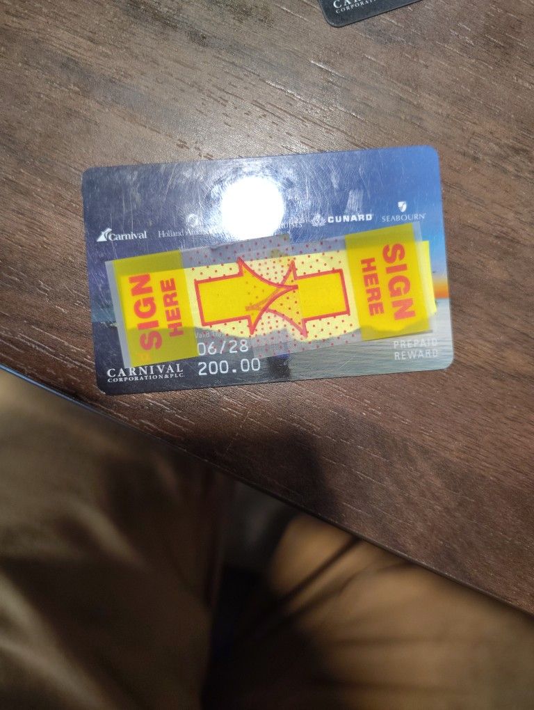 Carnival Cruise American Express Prepaid Gift Cards 