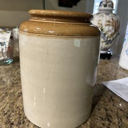 Antique Crock, Tan/Yellow Salt Glaze, 1 Gal 10", Circa 1880, Vintage Stoneware