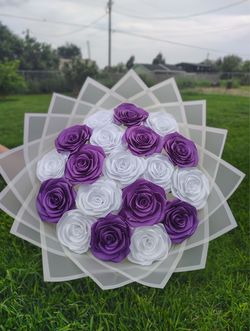 Bouquet roses color white and purple