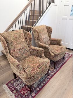 Two high-quality wingback chairs