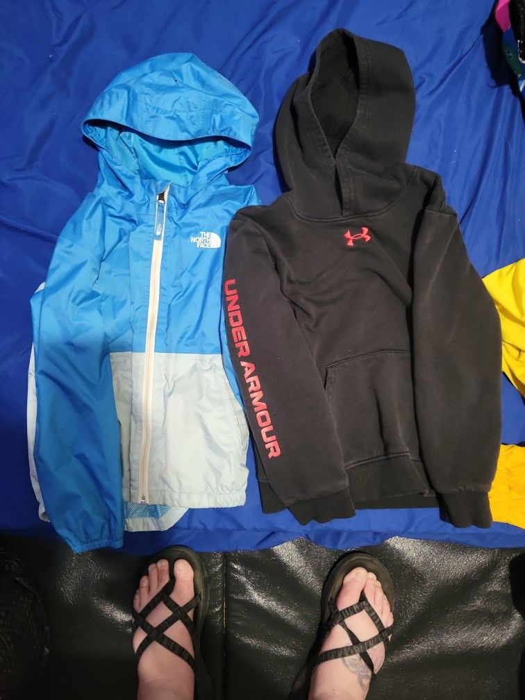 Size 6 North Face Rain Jacket Size 7 Underamour Hoodie