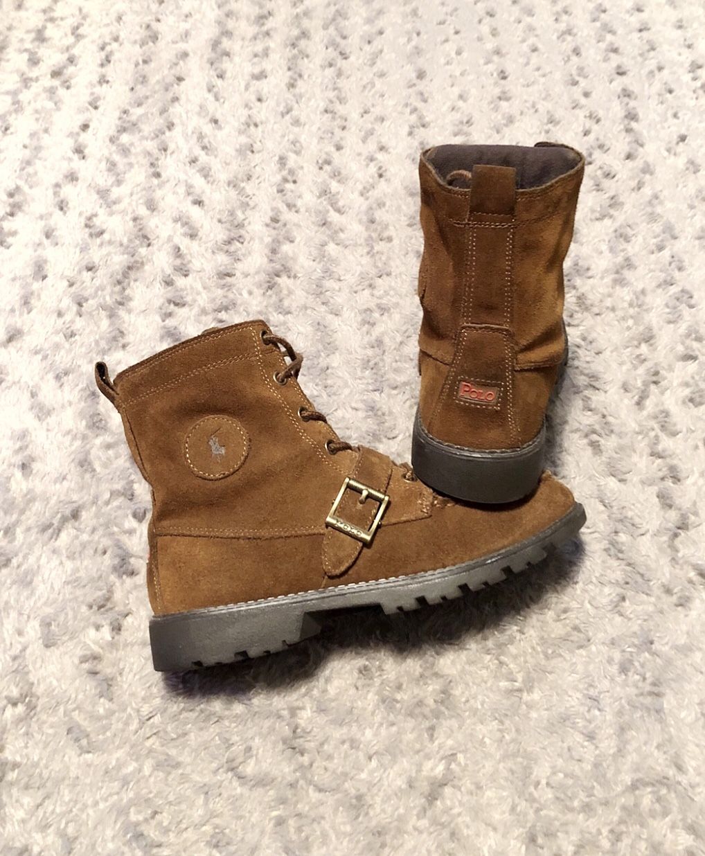 Boys Polo Ranger boots paid $86 size 5 Excellent condition! Brown suede