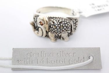 BRAND NWT HAVEN PARK  Sterling silver & 14 karat Elephant Ring