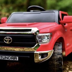 Ride on Truck Car, 12V Licensed Toyota Tundra Ride on Car w/Remote Control, Battery Powered Electric Car with Music, Spring Suspension, 3 Speeds, LED 