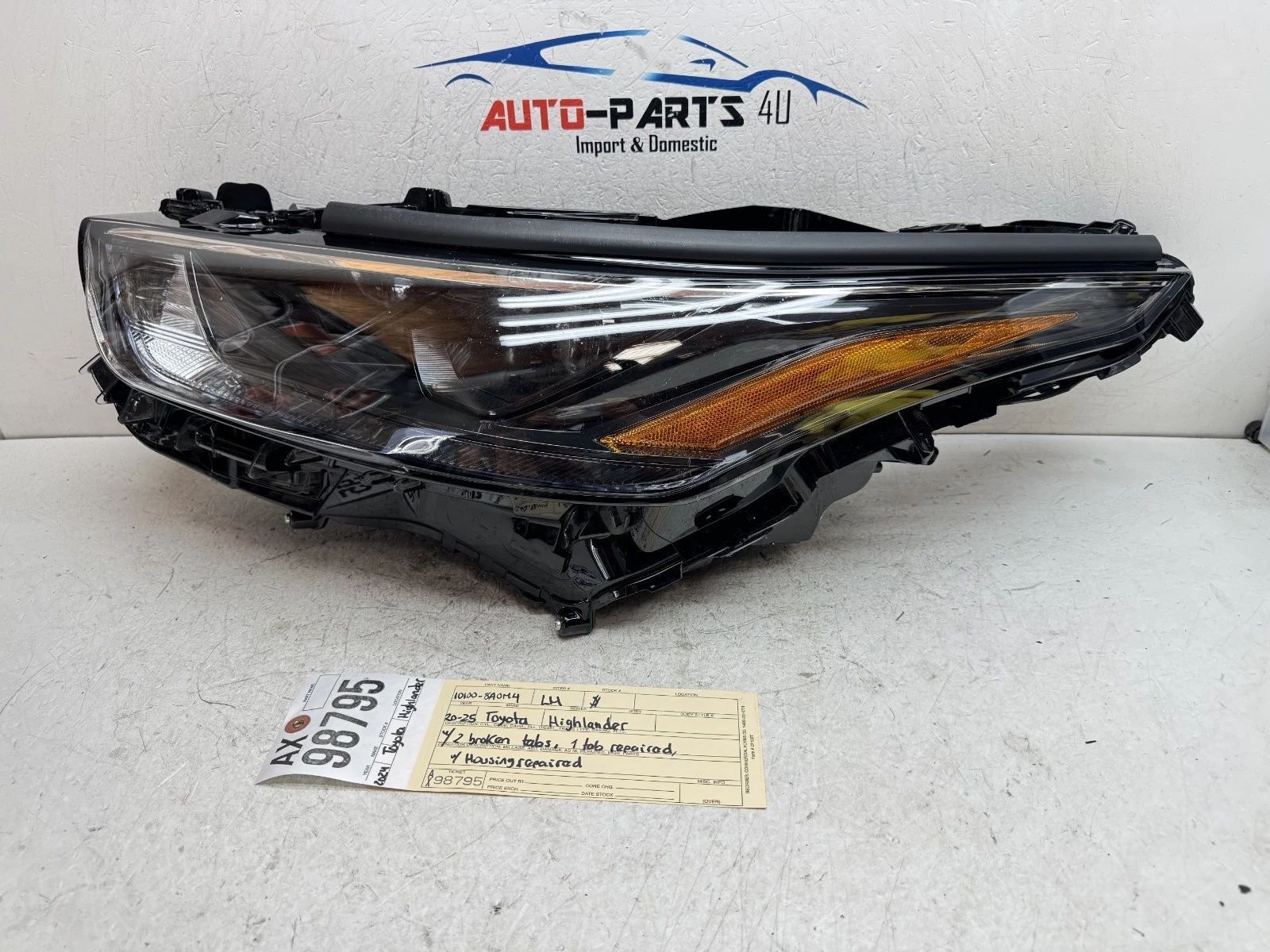 2brokentabs 2020 - 23 - 2024 TOYOTA HIGHLANDER LEFT LED HEADLIGHT OEM