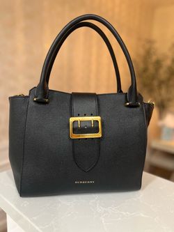 Burberry Black Leather Tote Bag