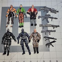 Gijoe &  Cobra Lot Of 6 Figures With 6 Random Guns Joints Are Tight Arms & Legs 