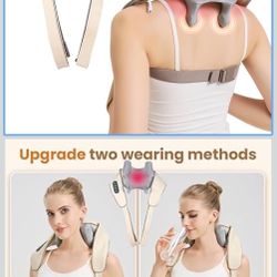 🔥Brand new🔥 4D Deep Cordless Tissue Kneading Neck Massager with Heating Function, Shiatsu and Shoulder Massage Pillow,Back and Leg Pain Relief, Body