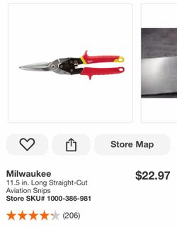 Milwaukee 11.5 in. Long Straight-Cut Aviation Snips