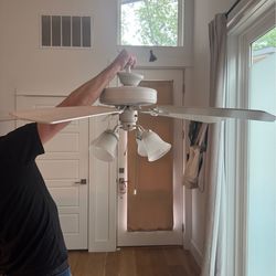 White Ceiling Fan w/ Glass Light Coverings
