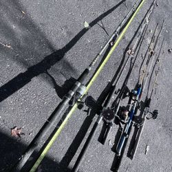 6 Assorted Fishing Rods And 6 Reels Used