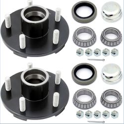 2 Sets Trailer Hub Kits, 5-Bolt on 5" Bolt Circle Hub,Compatible (X68)