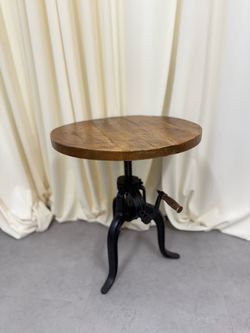 Industrial Adjustable Crank Side Table