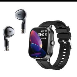 Men's watch with wireless earbuds