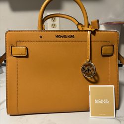 Michael Kors Marigold Medium Rayne Saffiano Leather Satchel