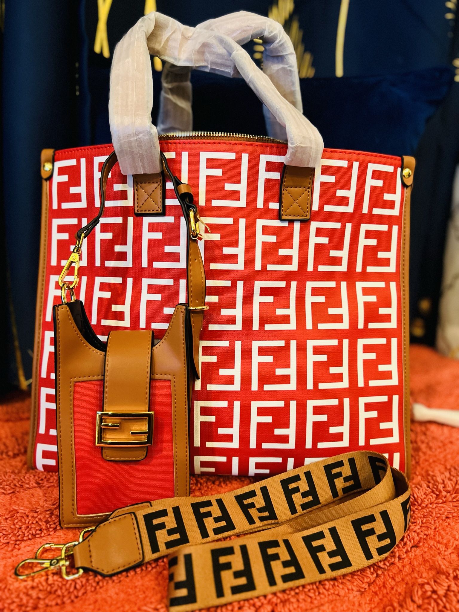 Fendi Tote Bag With Phone Case And Long Strap 