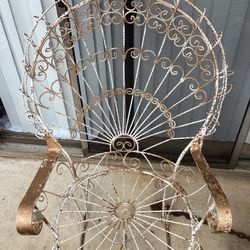  Vintage Peacock Creole Iron Rocking Chairs