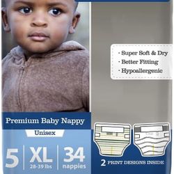 Minime Baby Diapers - Size 5 (28-39 lbs), X-Large, 34 Count, Premium Ultra Soft Disposable Baby Diapers, Hypoallergenic, Fragrance Free