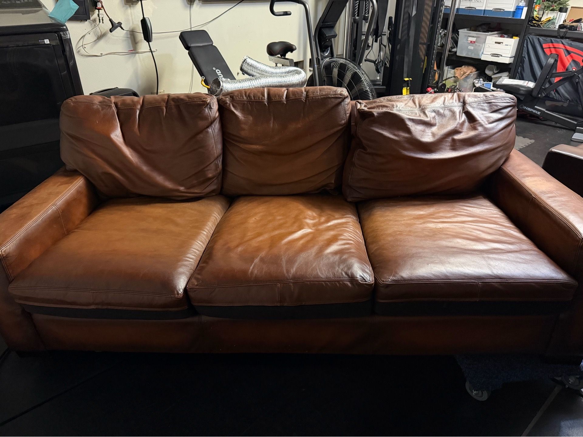 Pottery Barn Turner Leather Sofa 3 Seater