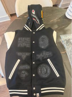 BAPE × Swarovski Shark Hooded Varsity Jacket