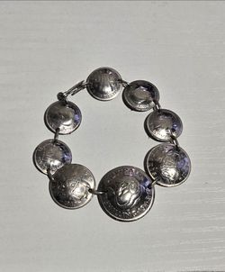 War Antique Australian Coin Bracelet | WWII Sterling Silver Shillings & pences