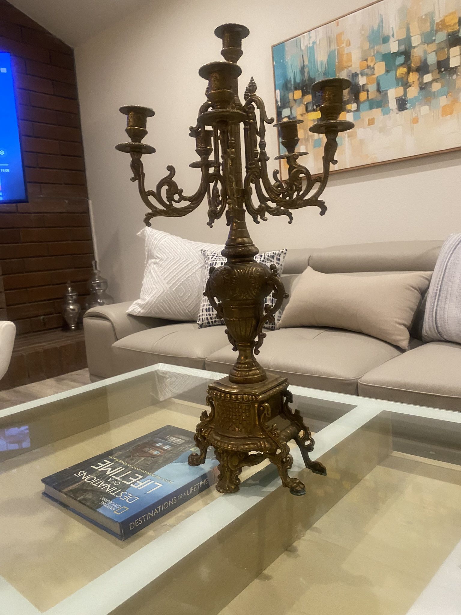 Antique Vintage Golden Candelabras Candle Holder