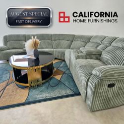 Smoke Gray Power Reclining Sectional Sofa with Consoles