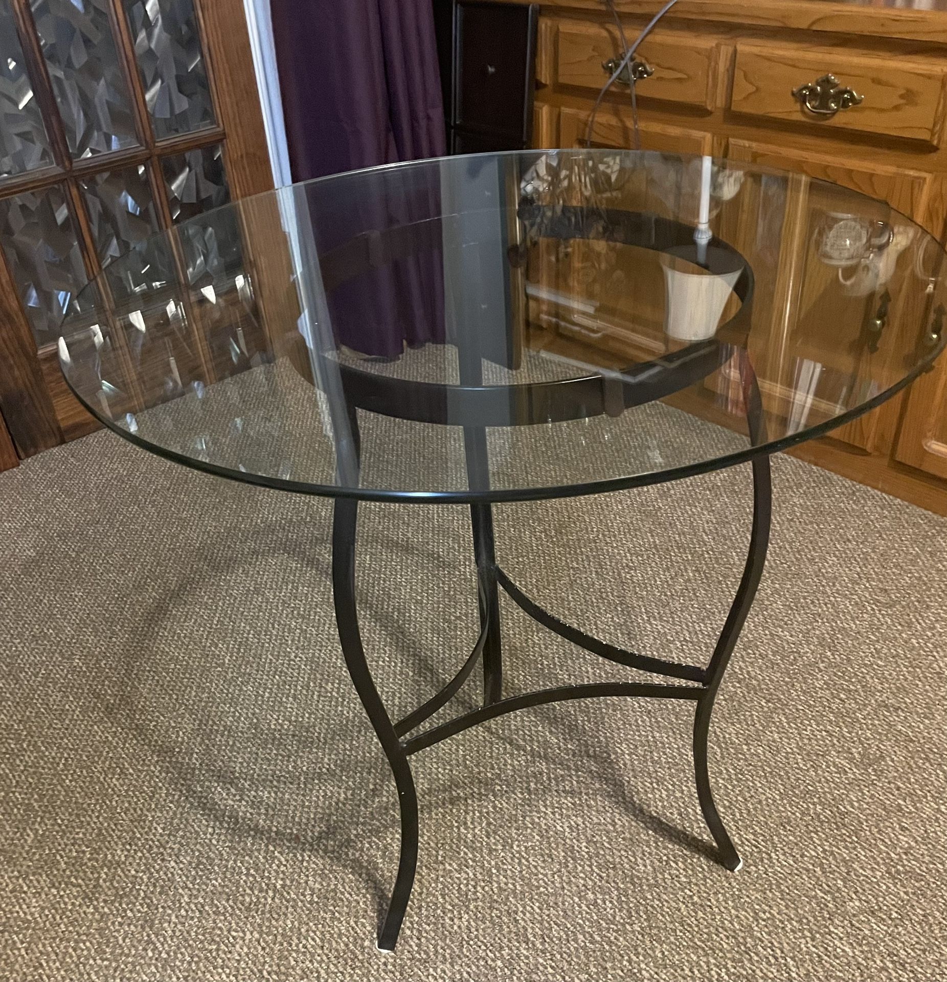 Iron Base Round Glass Top Table