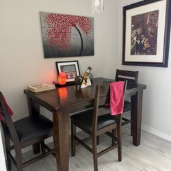 Wood Table With Leaf + 4 Chairs