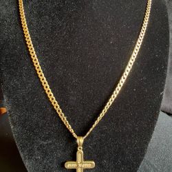 Cadena Sólida Con Dije De Oro 10k 24.5” 