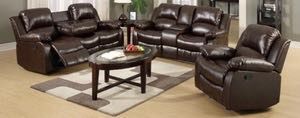 3-PC Brown Leather Living Room Recliner Set