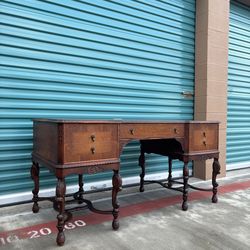 Antique Vintage Mahogany Jacobean Revival Library Writing Desk •FREE DELIVERY•